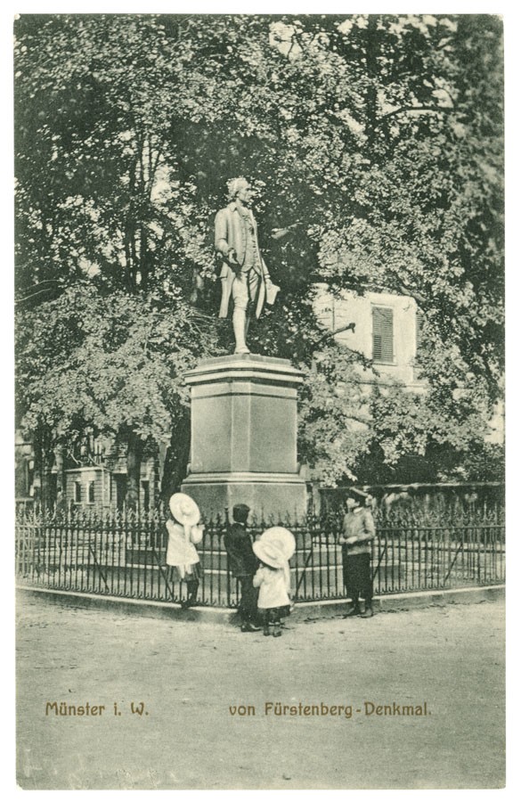 Postkarte: Das Fürstenbergdenkmal am Domplatz (Stadtmuseum Münster CC BY-NC-SA)
