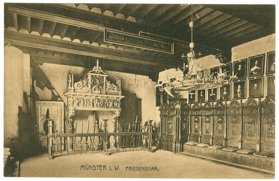 Postkarte: Der Friedenssaal im Rathaus (Stadtmuseum Münster CC BY-NC-SA)