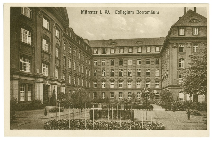 Postkarte: Der Neubau des Collegium Borromaeum (Stadtmuseum Münster CC BY-NC-SA)