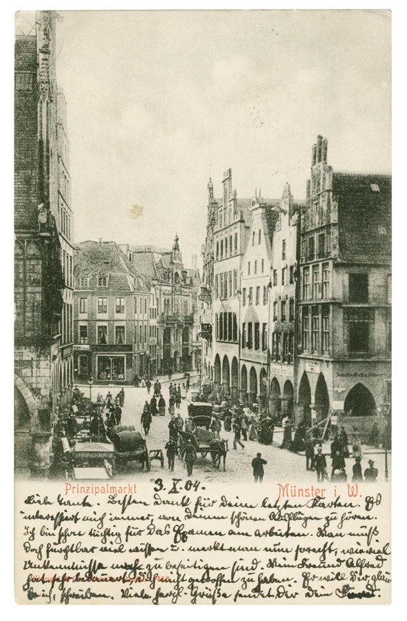 Postkarte: Der Prinzipalmarkt in Richtung Süden (Stadtmuseum Münster CC BY-NC-SA)