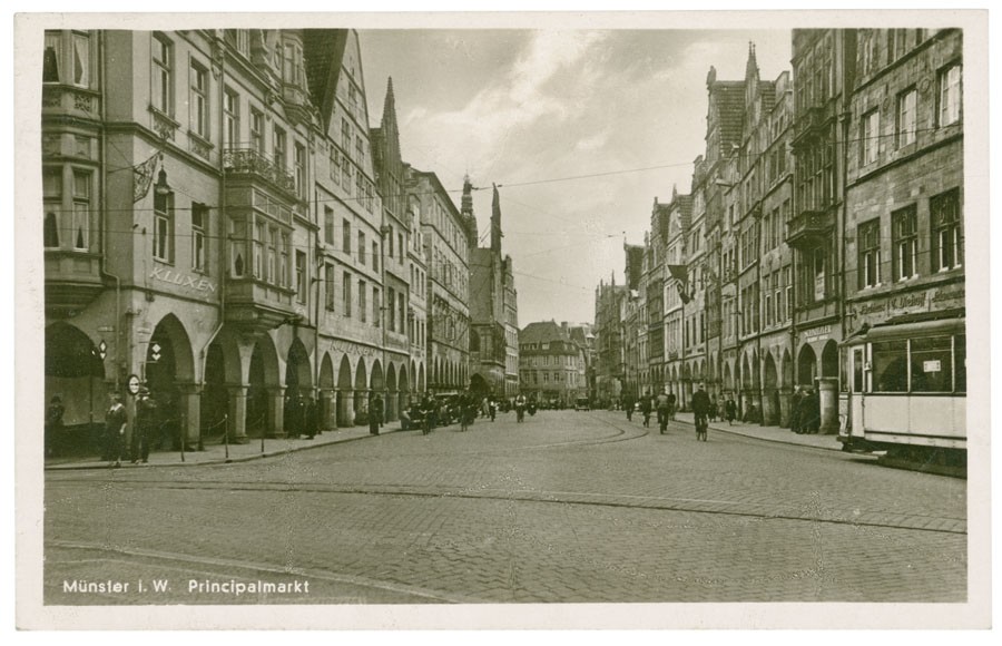Postkarte: Der Prinzipalmarkt in Richtung Süden (Stadtmuseum Münster CC BY-NC-SA)