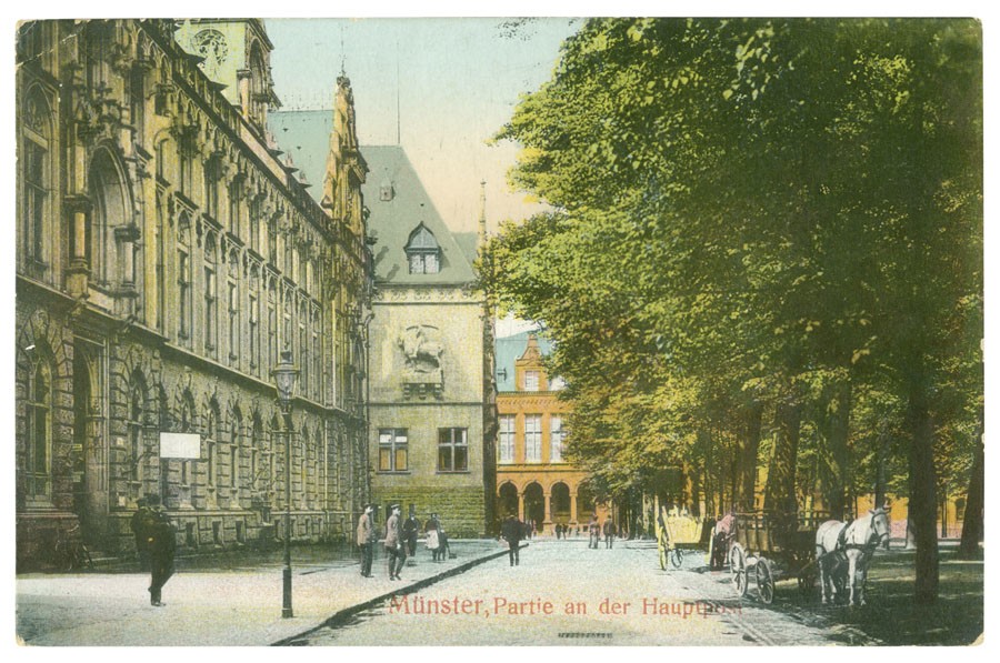 Postkarte: Die Hauptpost mit dem Landesmuseum (Stadtmuseum Münster CC BY-NC-SA)