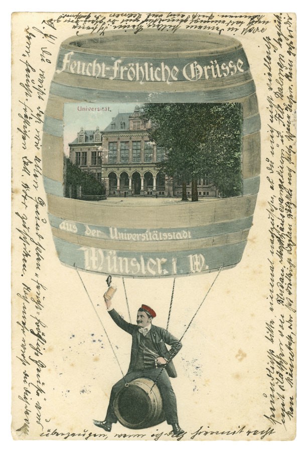 Postkarte: Feucht-fröhliche Grüße aus der Universitätsstadt (Stadtmuseum Münster CC BY-NC-SA)