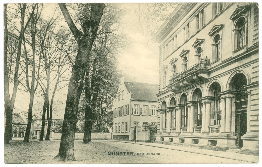 Postkarte: Reichsbank (Stadtmuseum Münster CC BY-NC-SA)