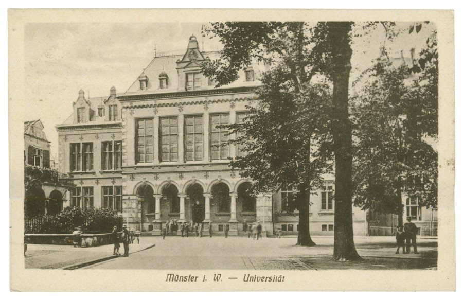 Postkarte: Universität (Stadtmuseum Münster CC BY-NC-SA)