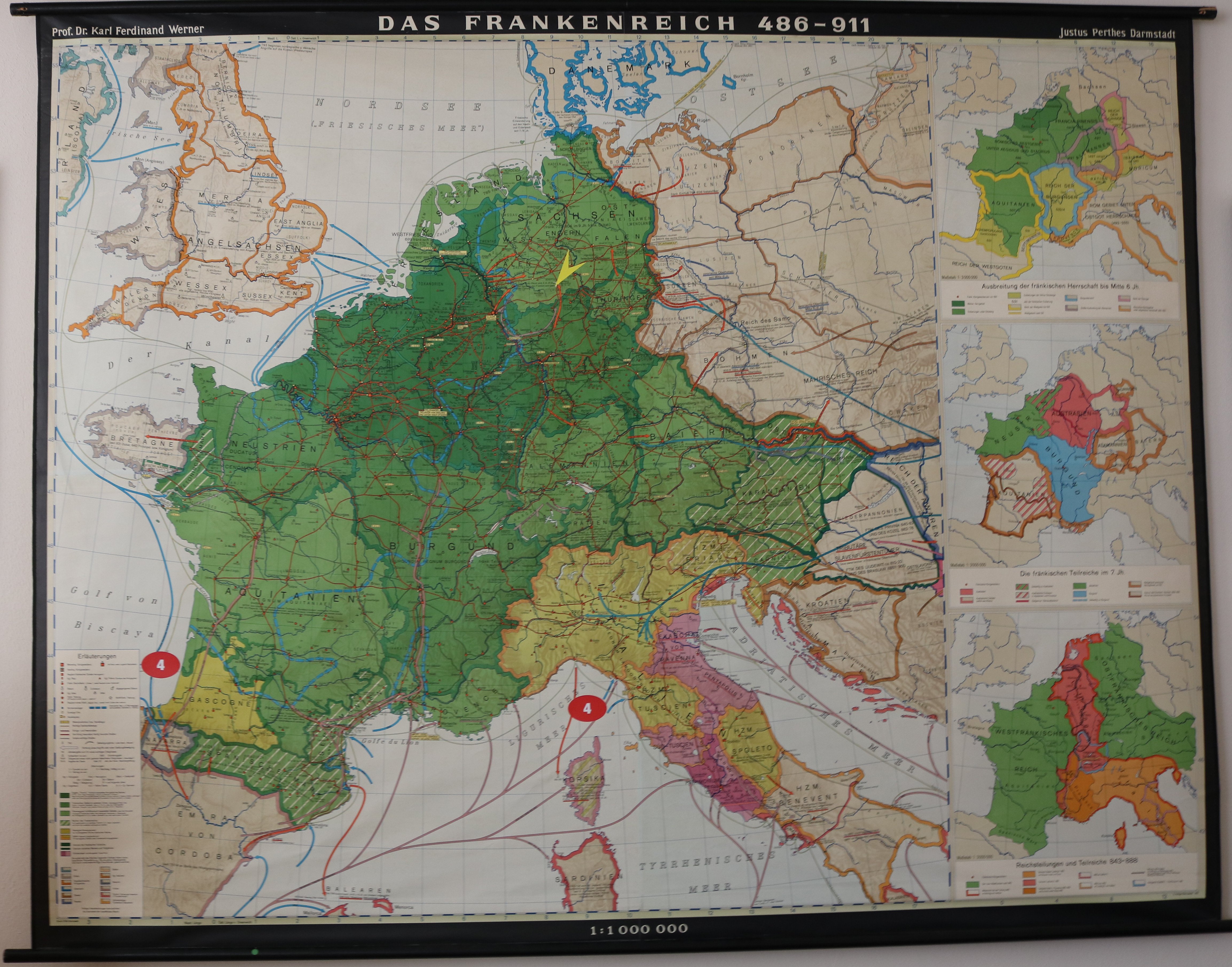 Schulwandkarte: Frankreich 486-911 (Museum der Stadt Marsberg CC BY-NC-SA)