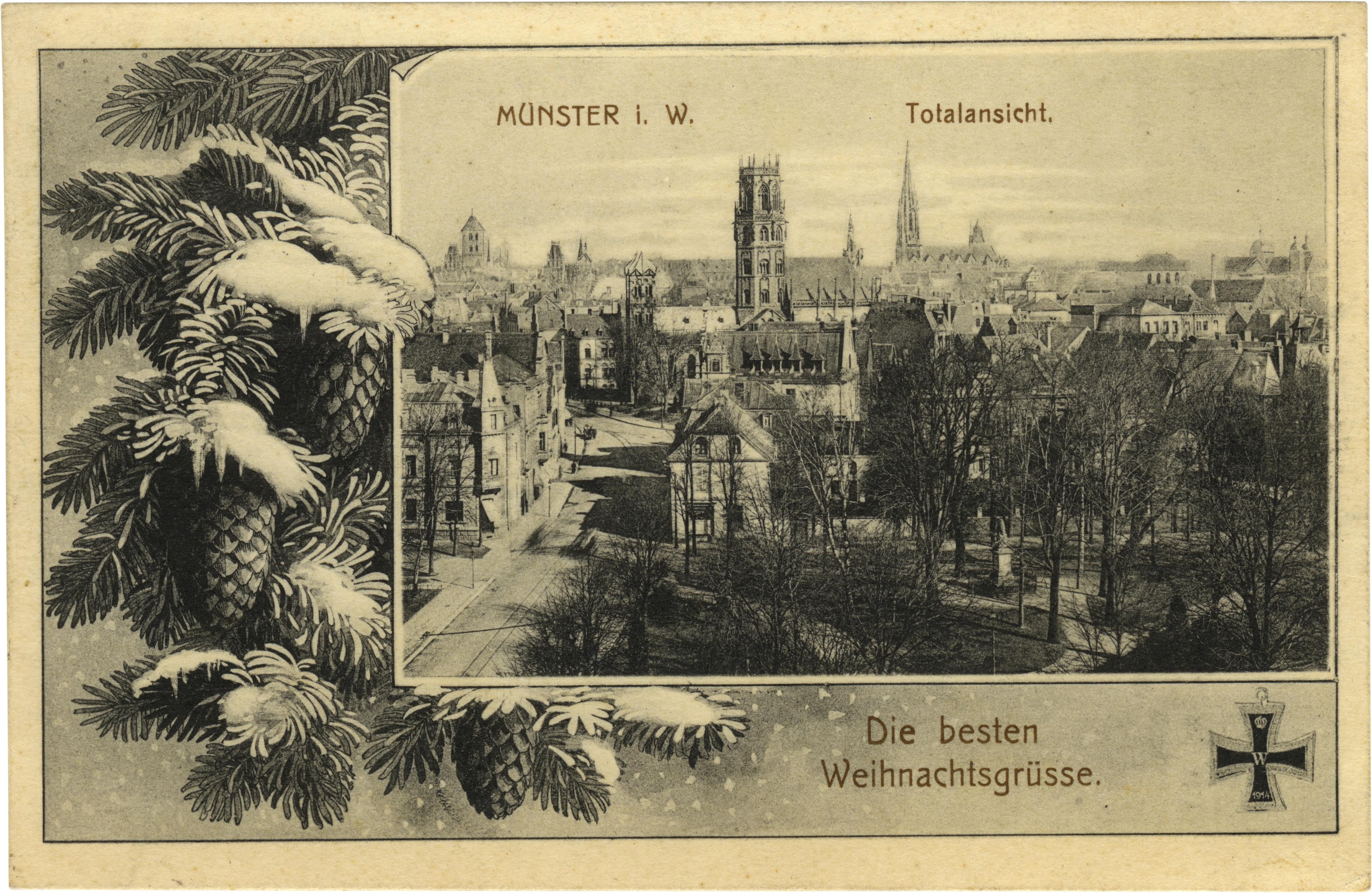 Postkarte: Weihnachtsgrüße aus Münster (Stadtmuseum Münster CC BY-NC-SA)