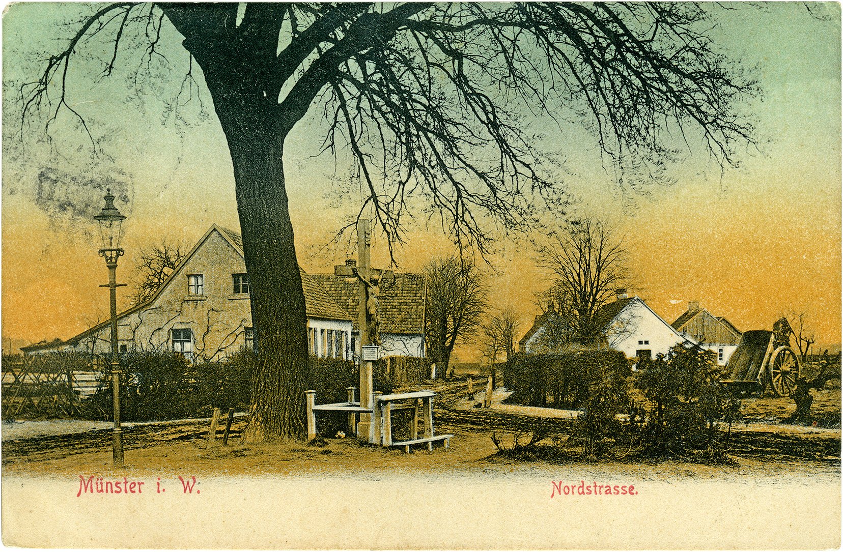 Postkarte: Blick von der Nordstraße über den Nordplatz in Richtung Wienburgstraße (Stadtmuseum Münster CC BY-NC-SA)