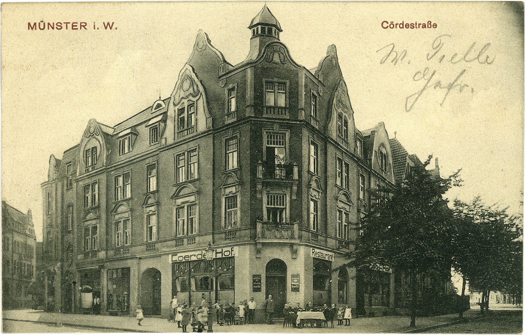 Postkarte: Wohn- und Geschäftshaus Coerdestraße 47 mit dem Restaurant Coerde-Hof (Stadtmuseum Münster CC BY-NC-SA)