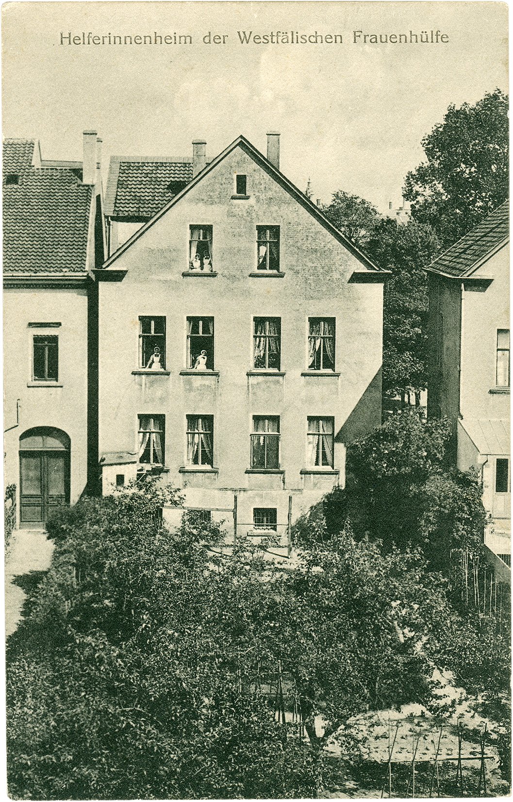 Postkarte: Rückseite des Helferinnenheims der Westfälischen Frauenhilfe, Coerdeplatz 14 (Stadtmuseum Münster CC BY-NC-SA)