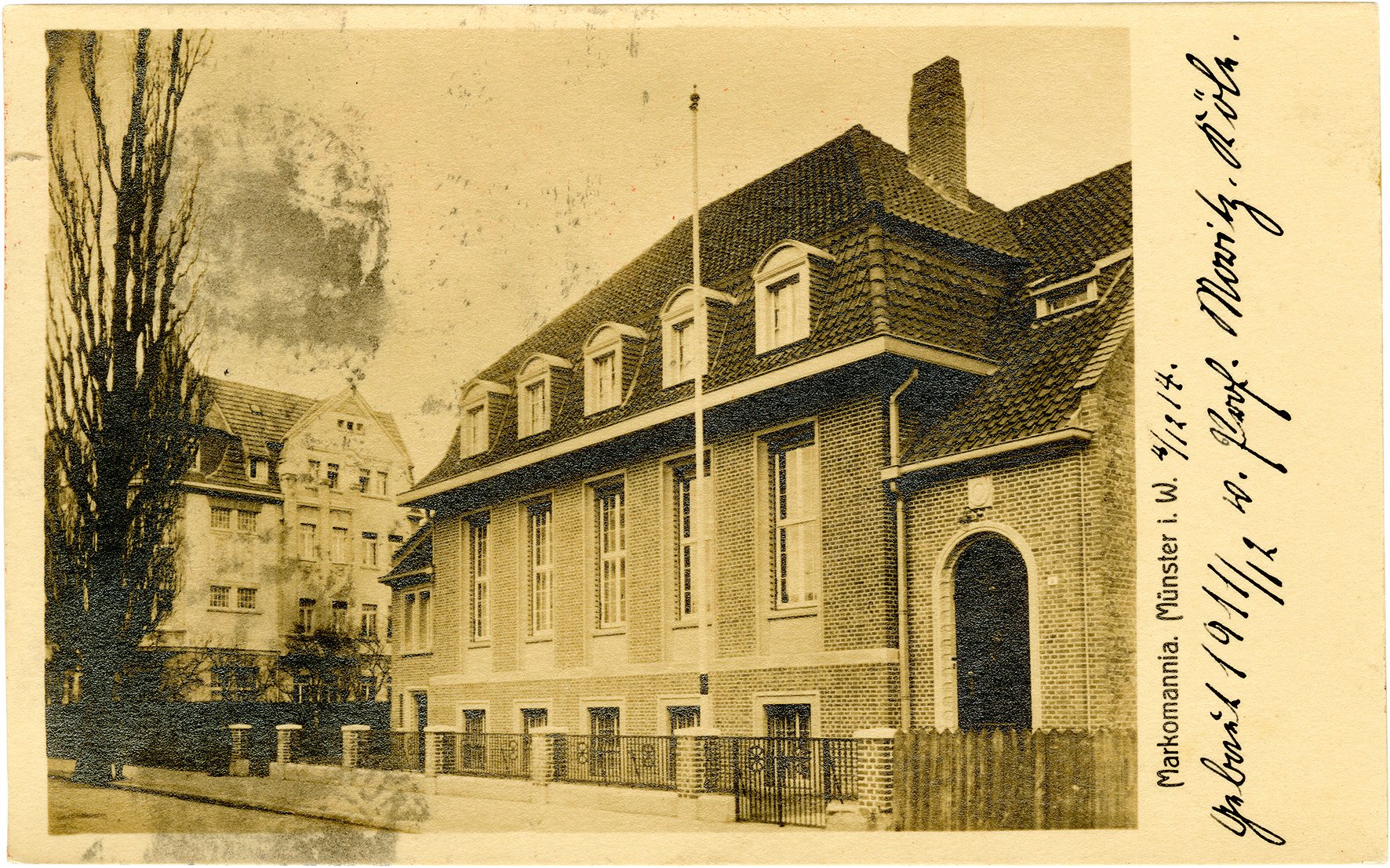 Postkarte: Haus der Studentenverbindung Markomannia, Kampstraße 10 (Stadtmuseum Münster CC BY-NC-SA)