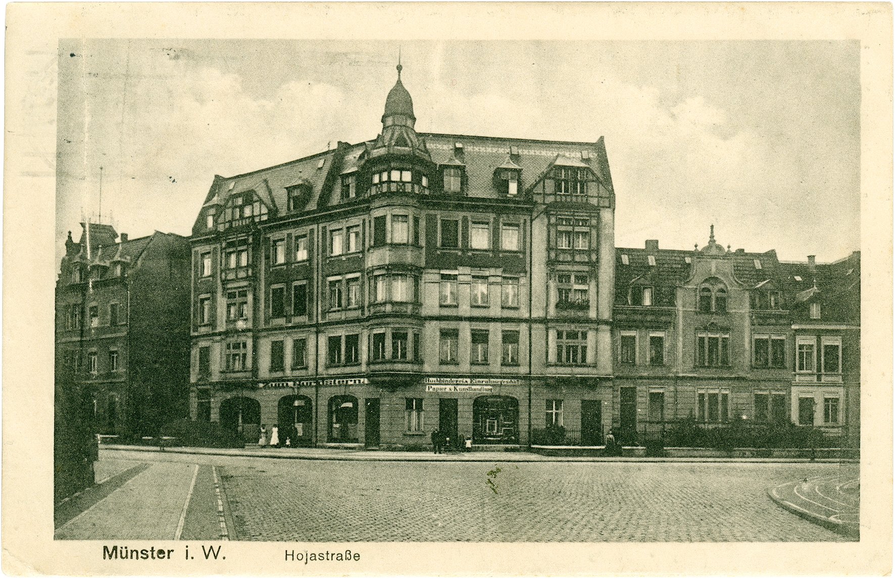Postkarte: Wohn- und Geschäftshäuser Hoyastraße 1–9 (Stadtmuseum Münster CC BY-NC-SA)