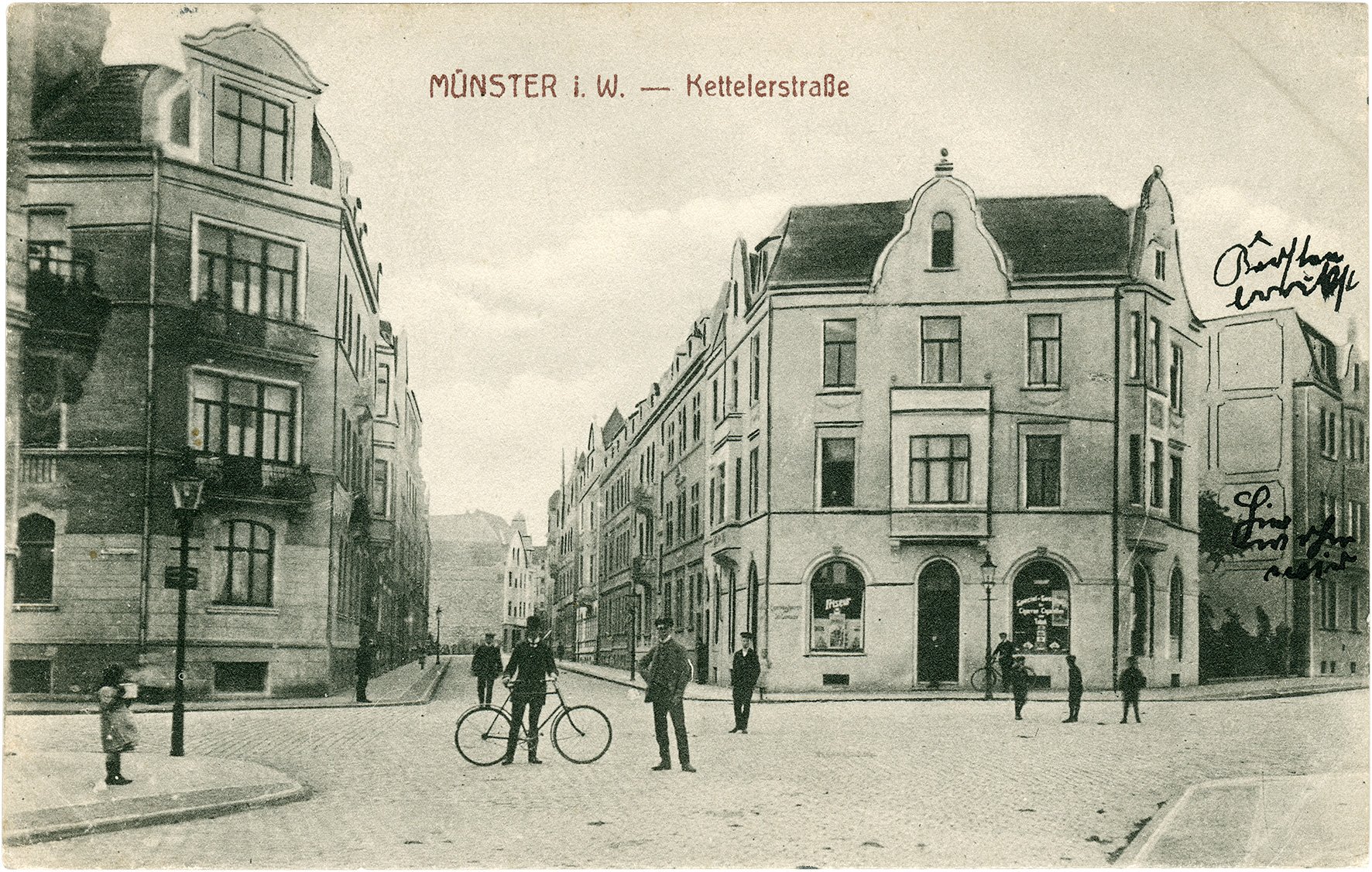 Postkarte: Blick in die Kettelerstraße in Richtung Coerdestraße (Stadtmuseum Münster CC BY-NC-SA)