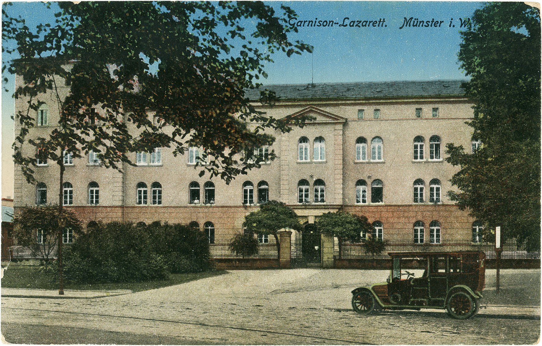Postkarte: Garnisonslazarett am Neutor (Stadtmuseum Münster CC BY-NC-SA)