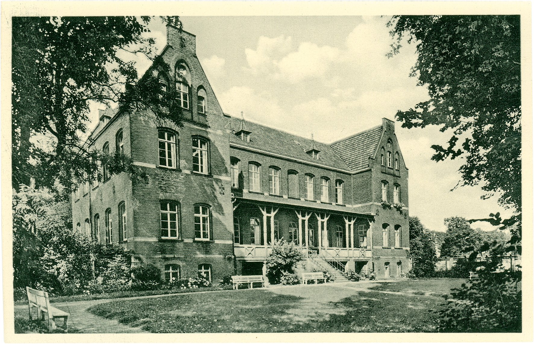 Postkarte: Krankengebäude für Männer der Provinzial-Heilanstalt Marienthal (Stadtmuseum Münster CC BY-NC-SA)
