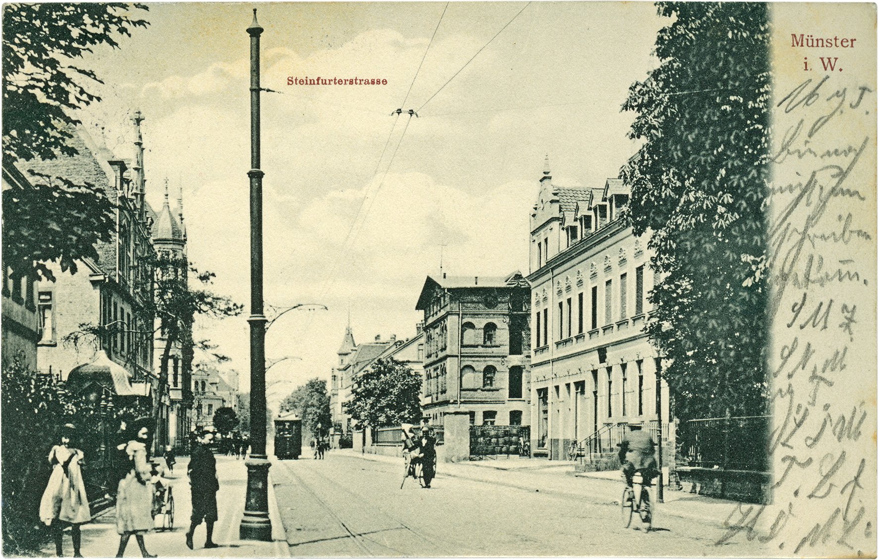 Postkarte: Blick in die Steinfurter Straße stadtauswärts (Stadtmuseum Münster CC BY-NC-SA)