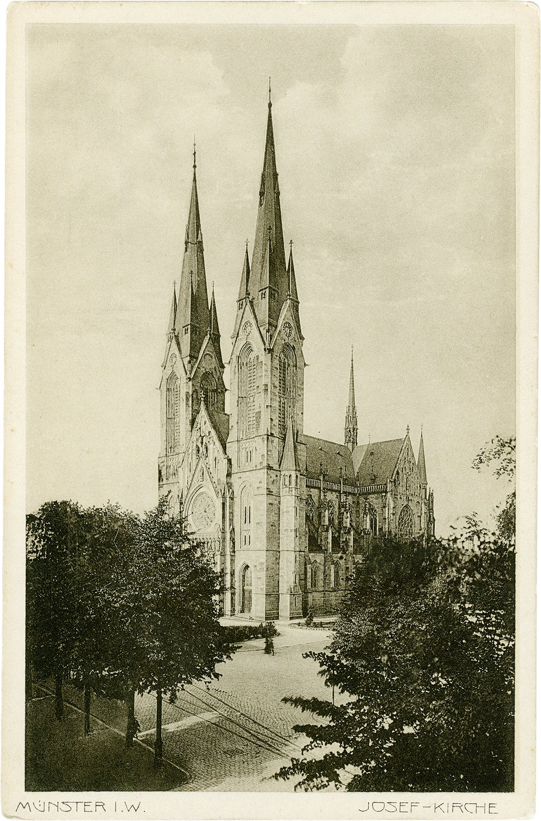 Postkarte: Die Josephskirche an der Hammer Straße. (Stadtmuseum Münster CC BY-NC-SA)