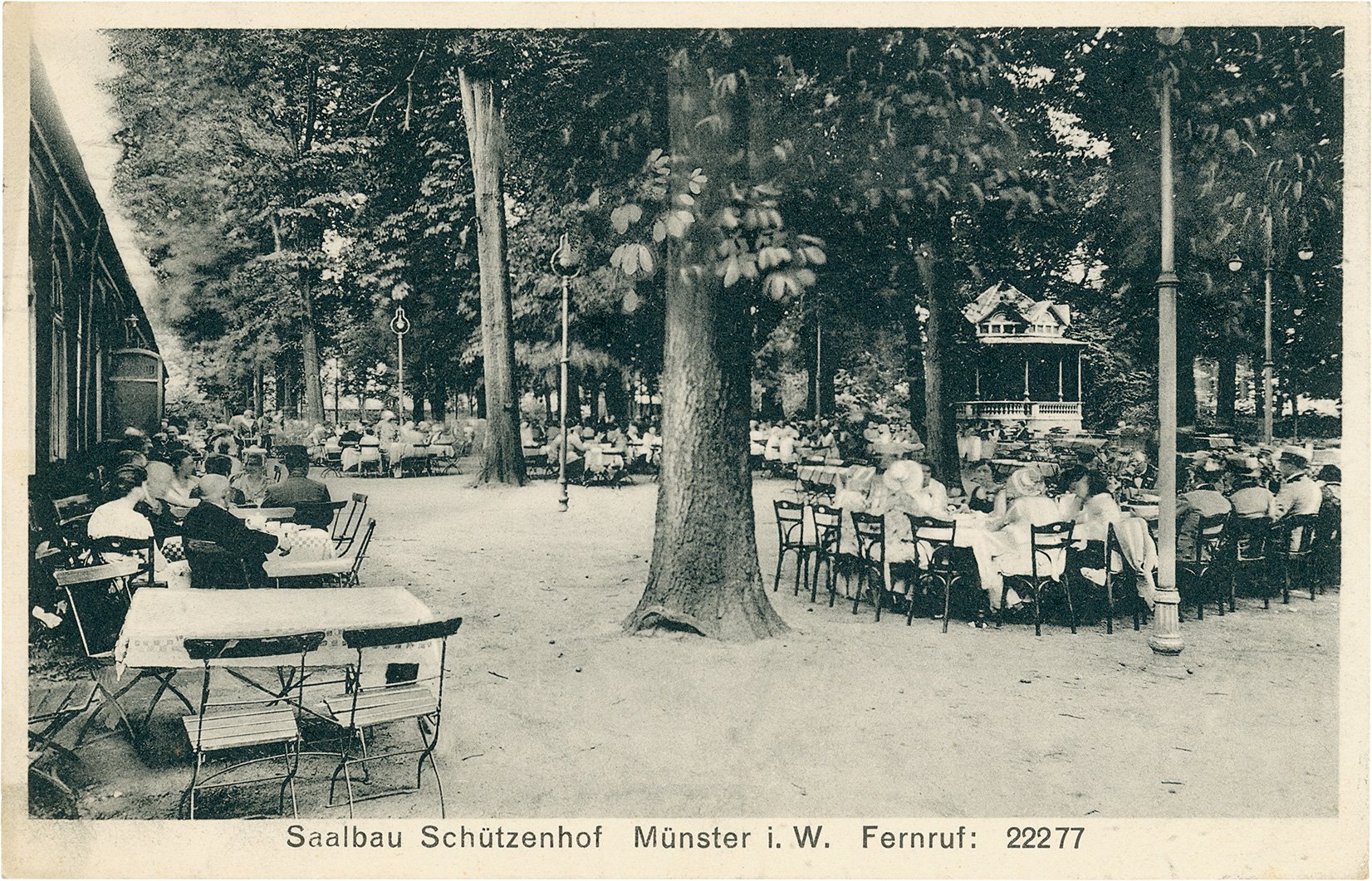Postkarte: Konzert- und Biergarten des Schützenhofes. (Stadtmuseum Münster CC BY-NC-SA)