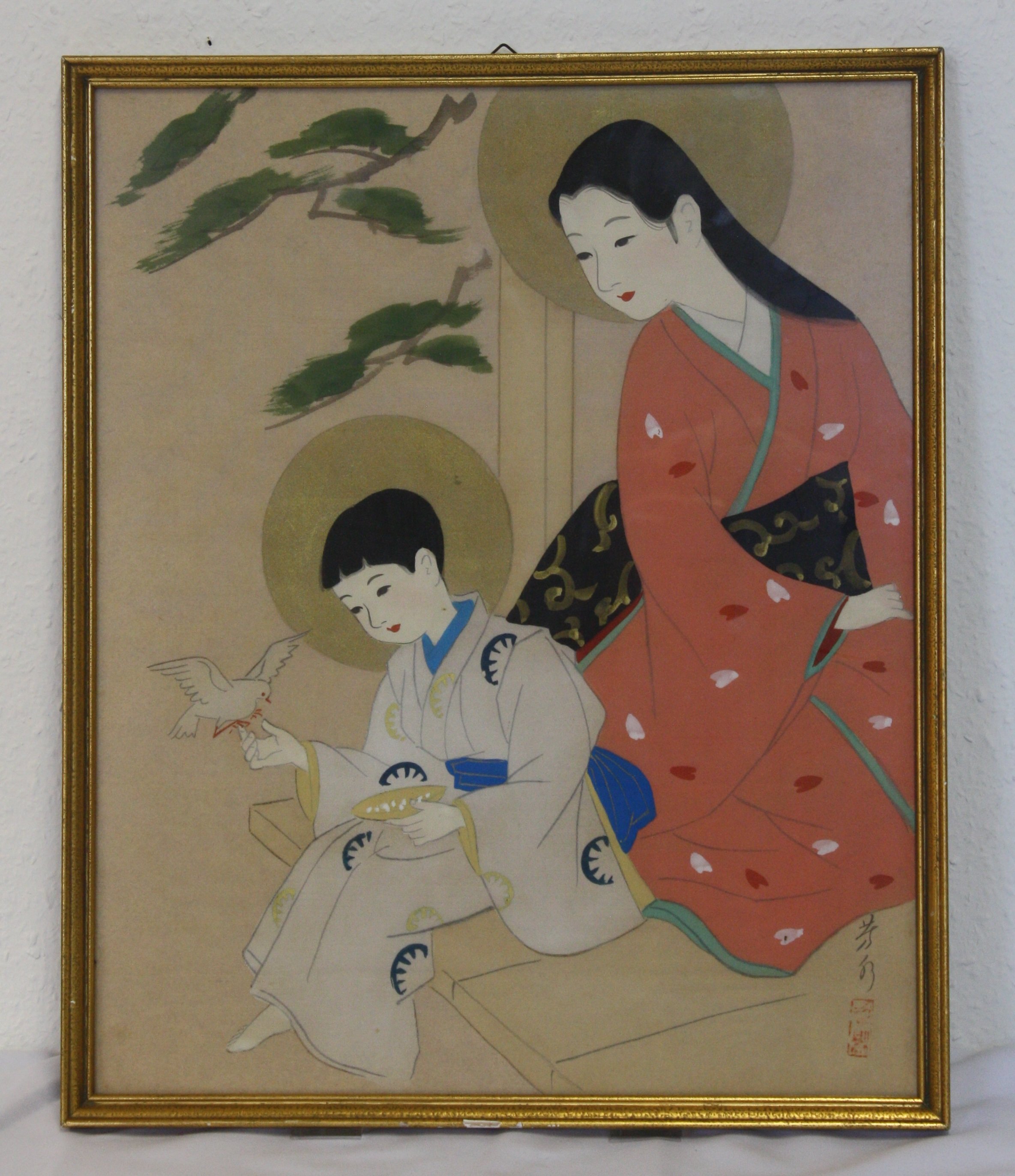 Wandbild: asiatische Seidenmalerei (LWL-Psychiatriemuseum Warstein CC BY-NC-SA)