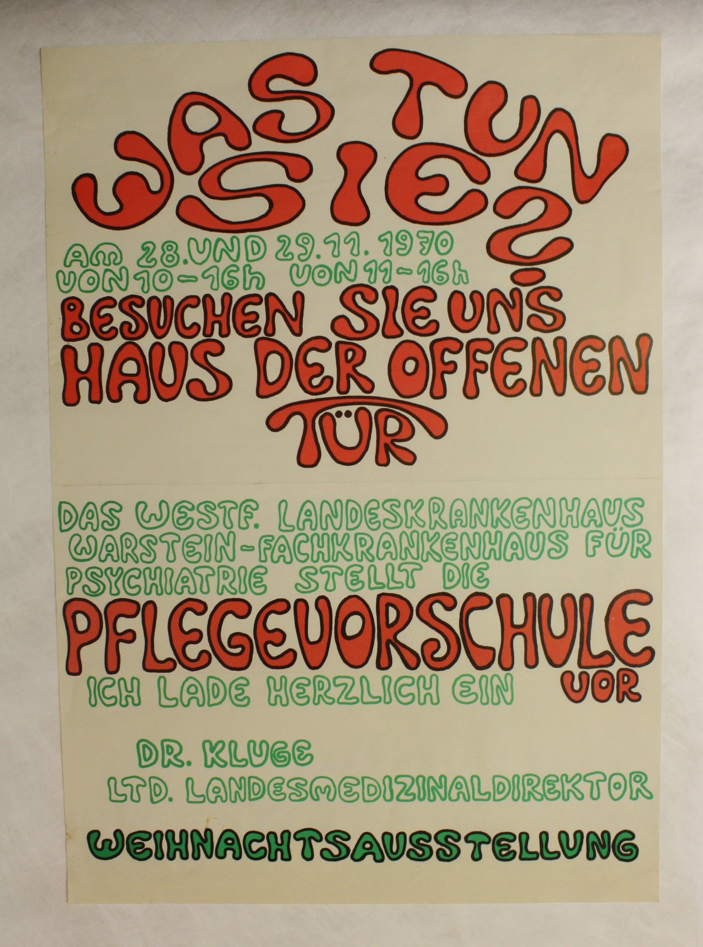 Plakat: Pflegevorschule (LWL-Psychiatriemuseum Warstein CC BY-NC-SA)