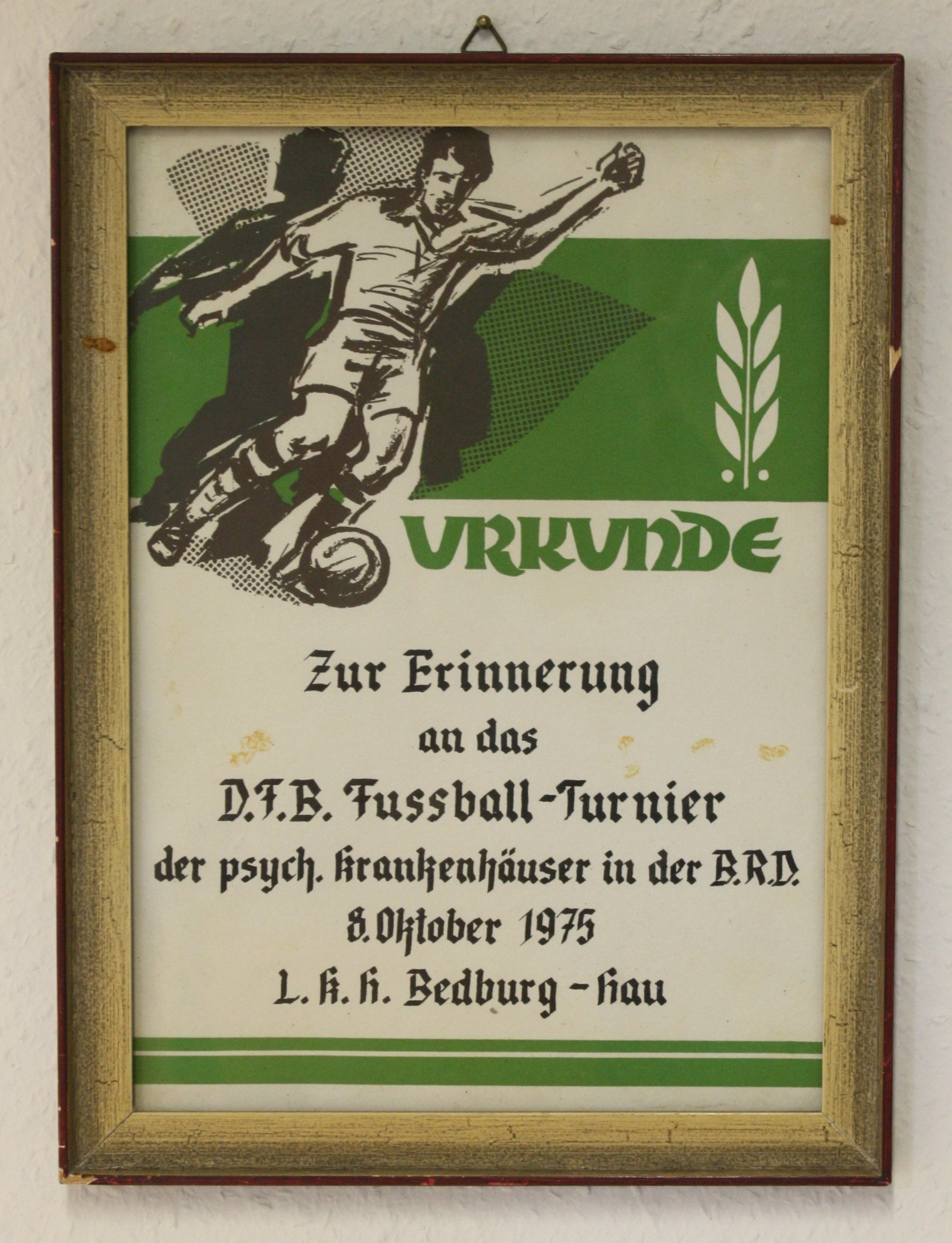 Urkunde D.F.B. Fussball-Turnier (LWL-Psychiatriemuseum Warstein CC BY-NC-SA)