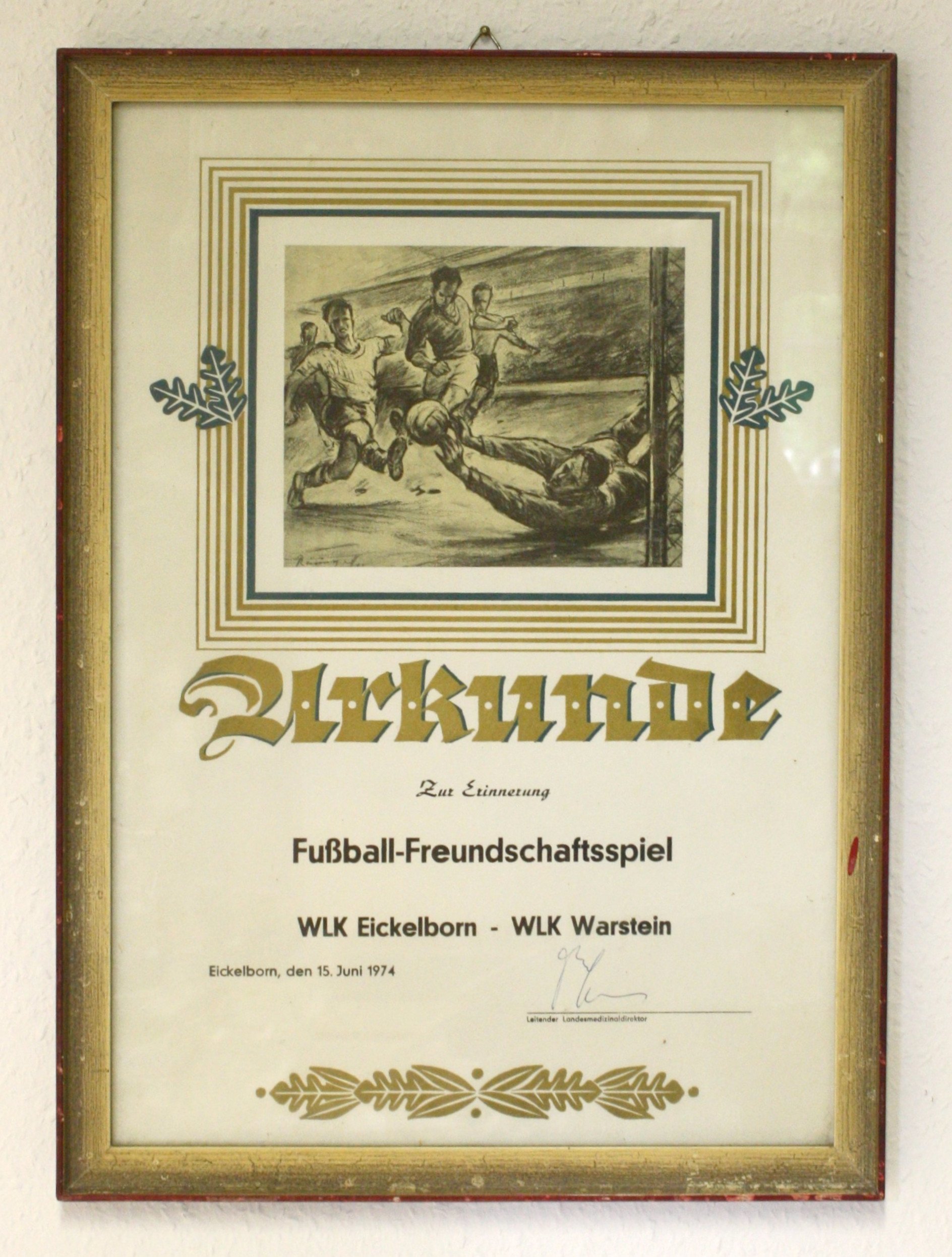 Urkunde Fußball-Freundschaftsspiel (LWL-Psychiatriemuseum Warstein CC BY-NC-SA)