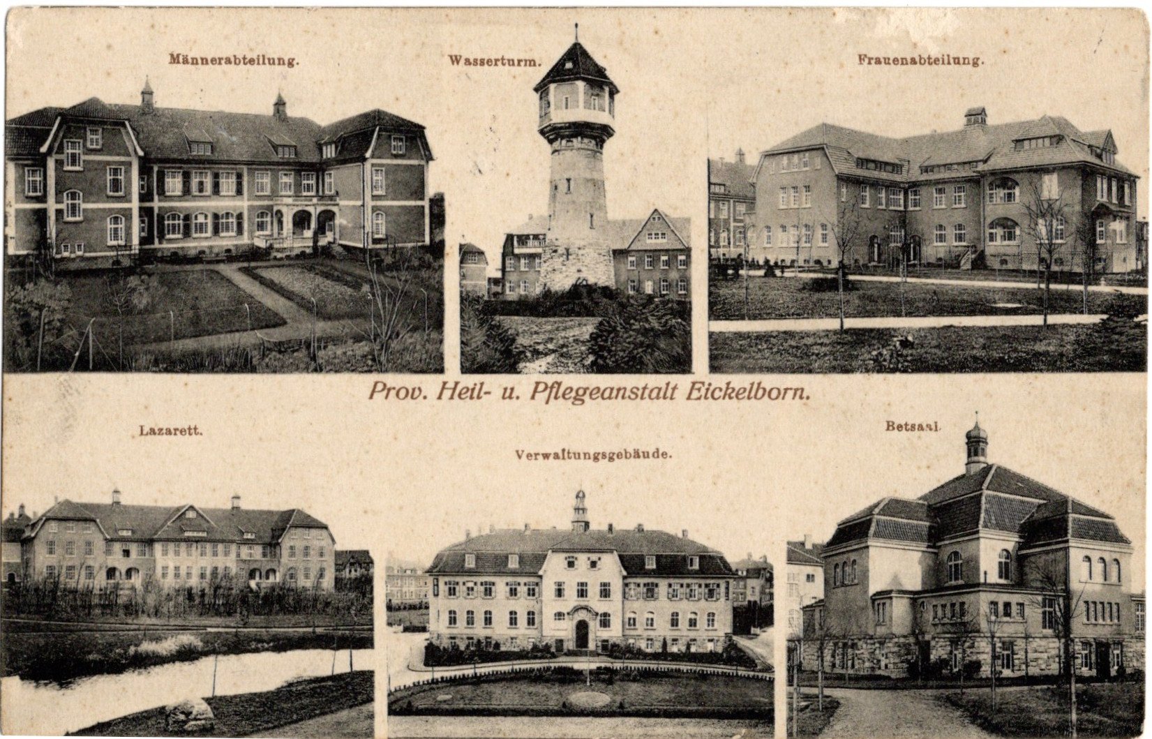 Postkarte "Prov. Heil- und Pflegeanstalt Eickelborn" (Psychiatriemuseum Warstein CC BY-NC-SA)