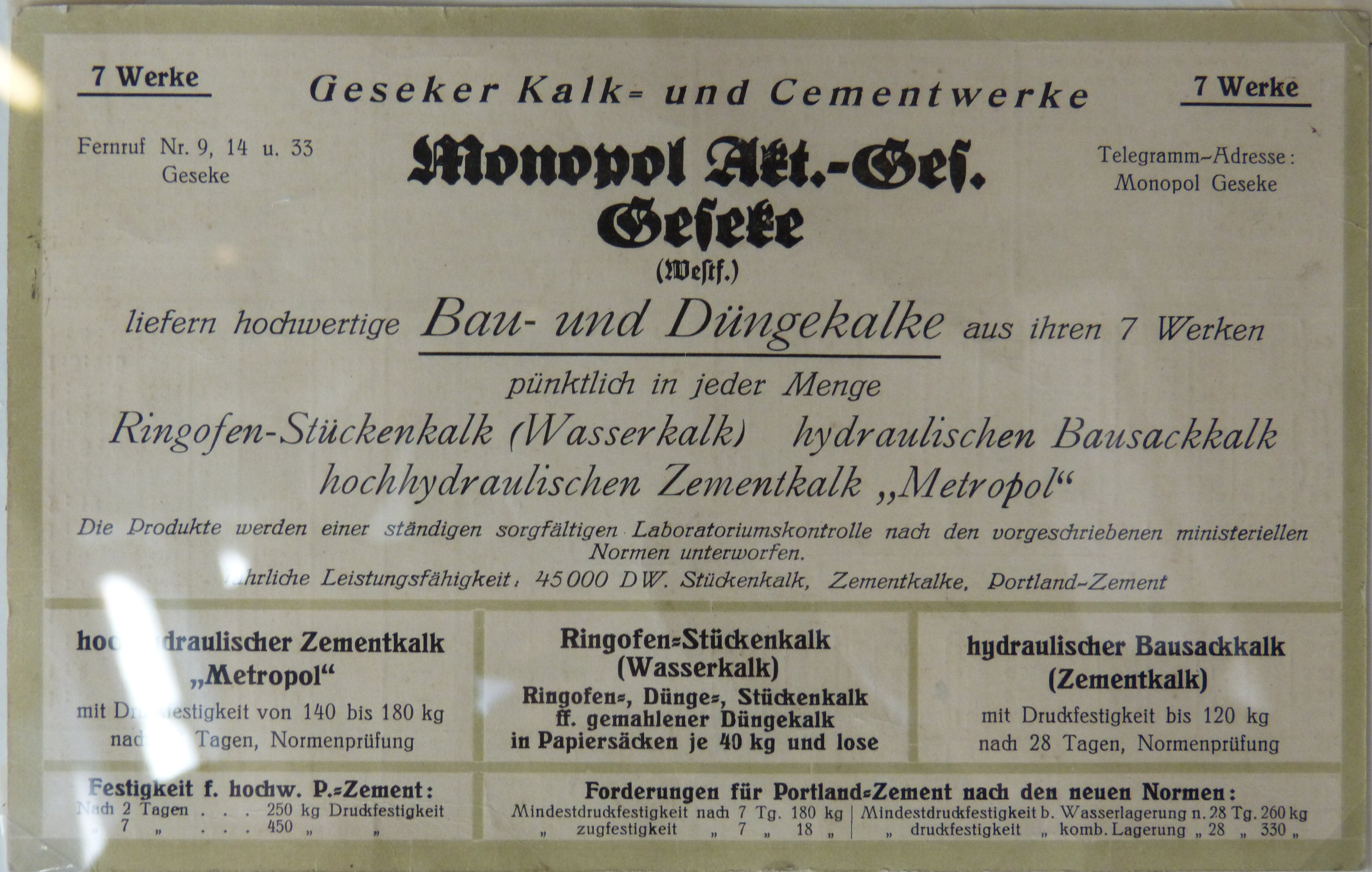 Werbekarte der Geseker "Kalk- und Cementwerke (Städt. Hellweg-Museum Geseke CC BY-NC-SA)