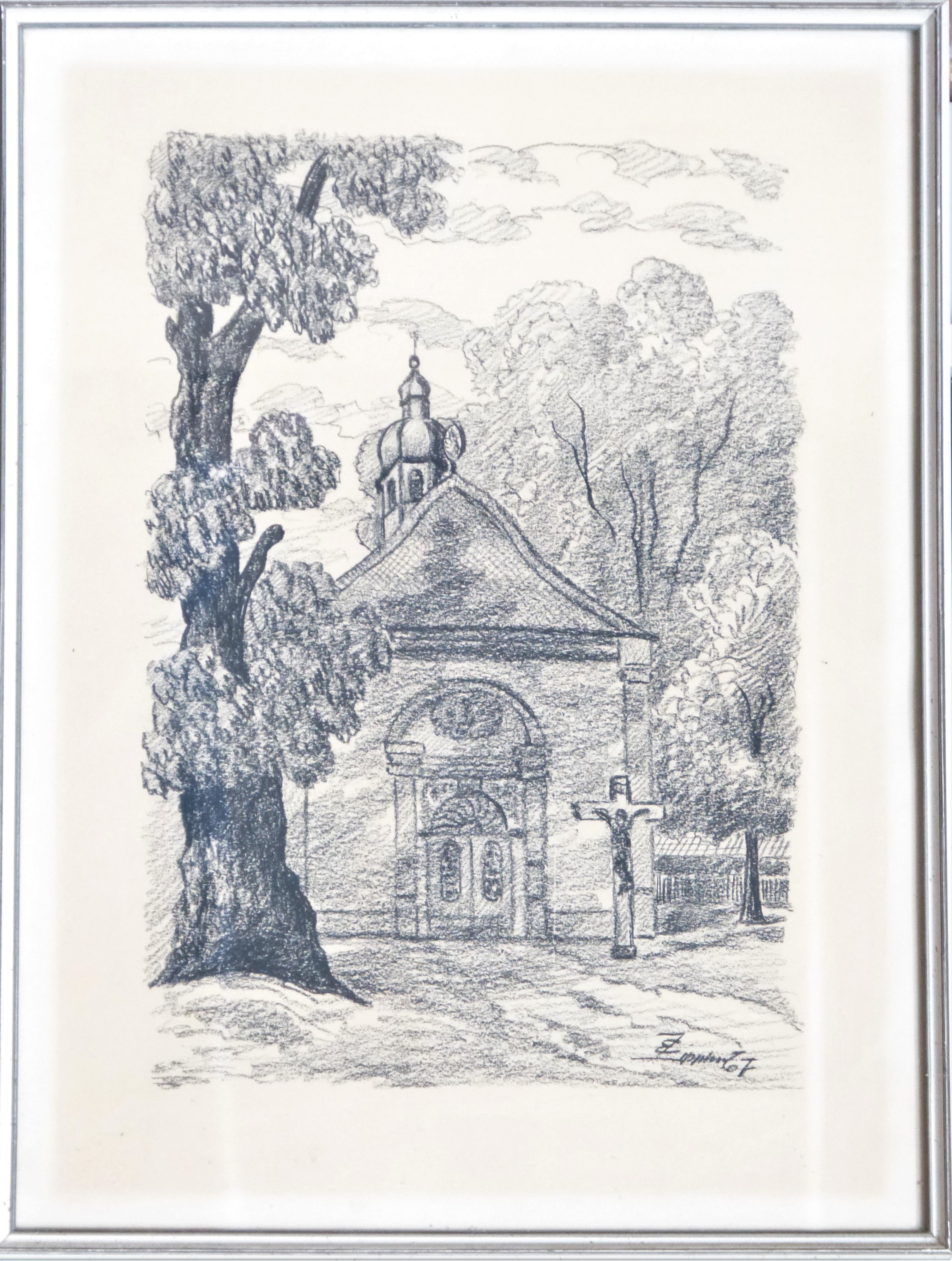 Zeichnung: Kapelle (Städt. Hellweg-Museum Geseke CC BY-NC-SA)