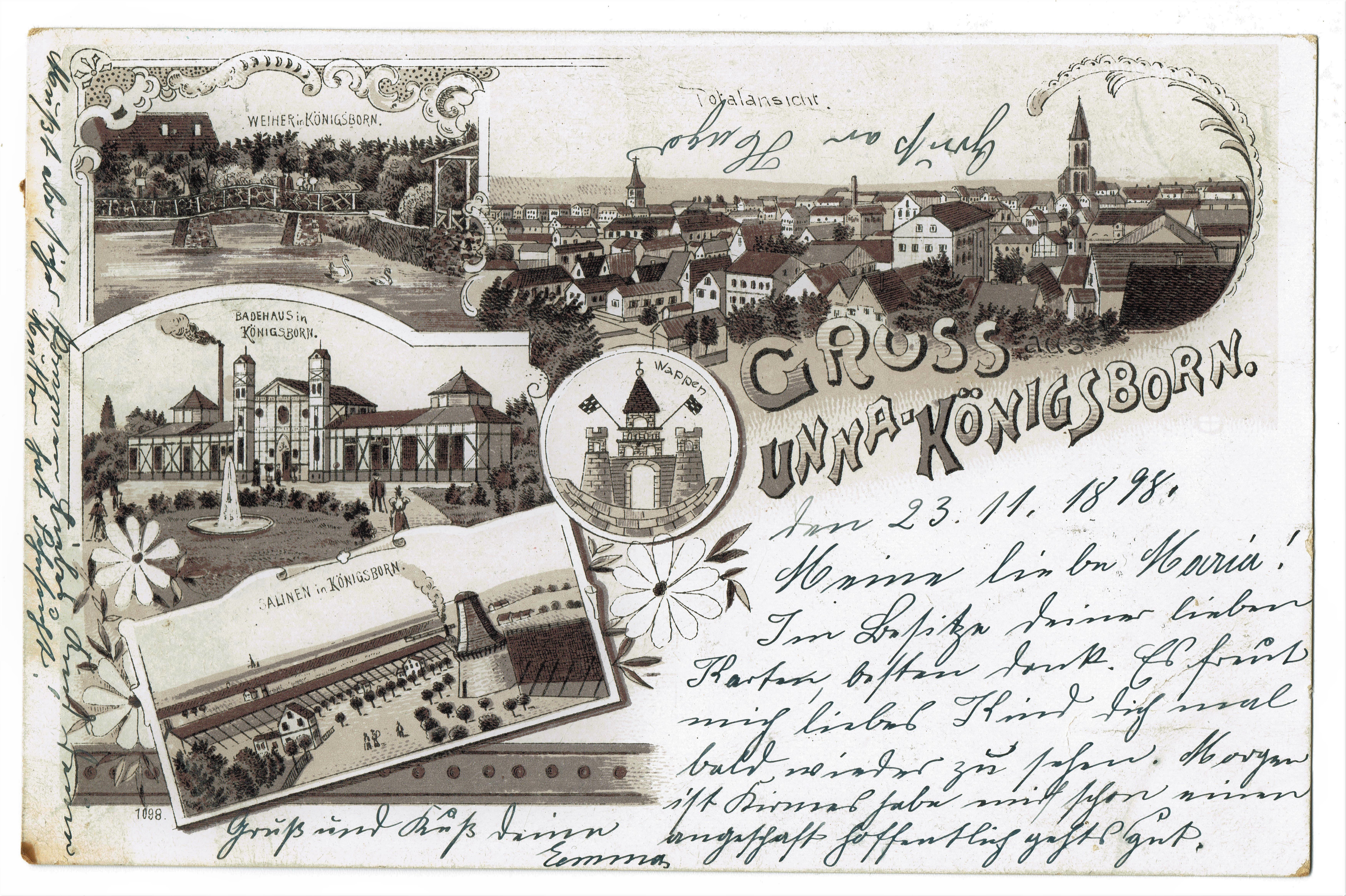 Postkarte "Gruß Unna Königsborn" (Hellweg-Museum Unna CC BY-NC-SA)