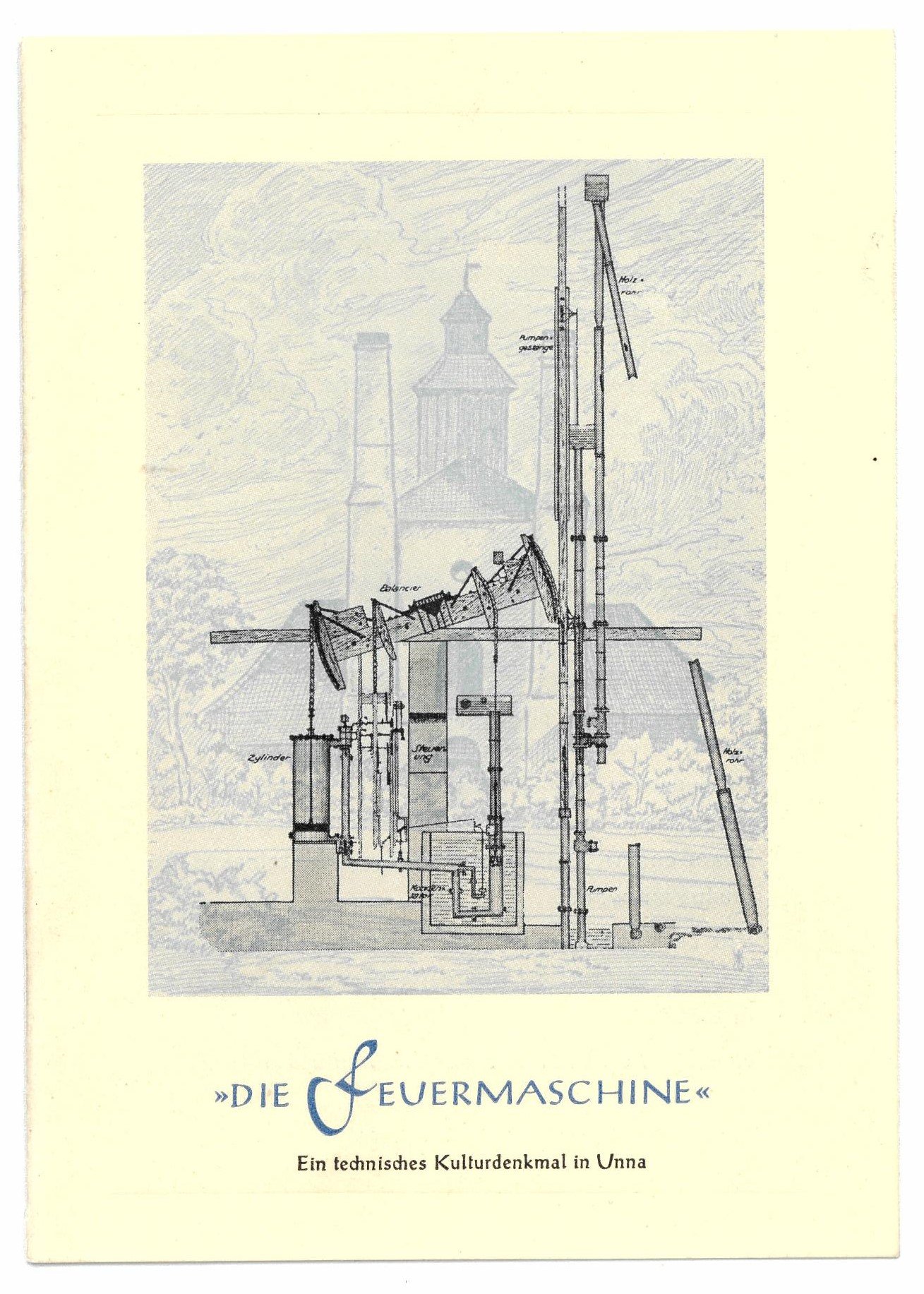 Glückwunschkarte "die Feuermaschine" (Hellweg-Museum Unna CC BY-NC-SA)