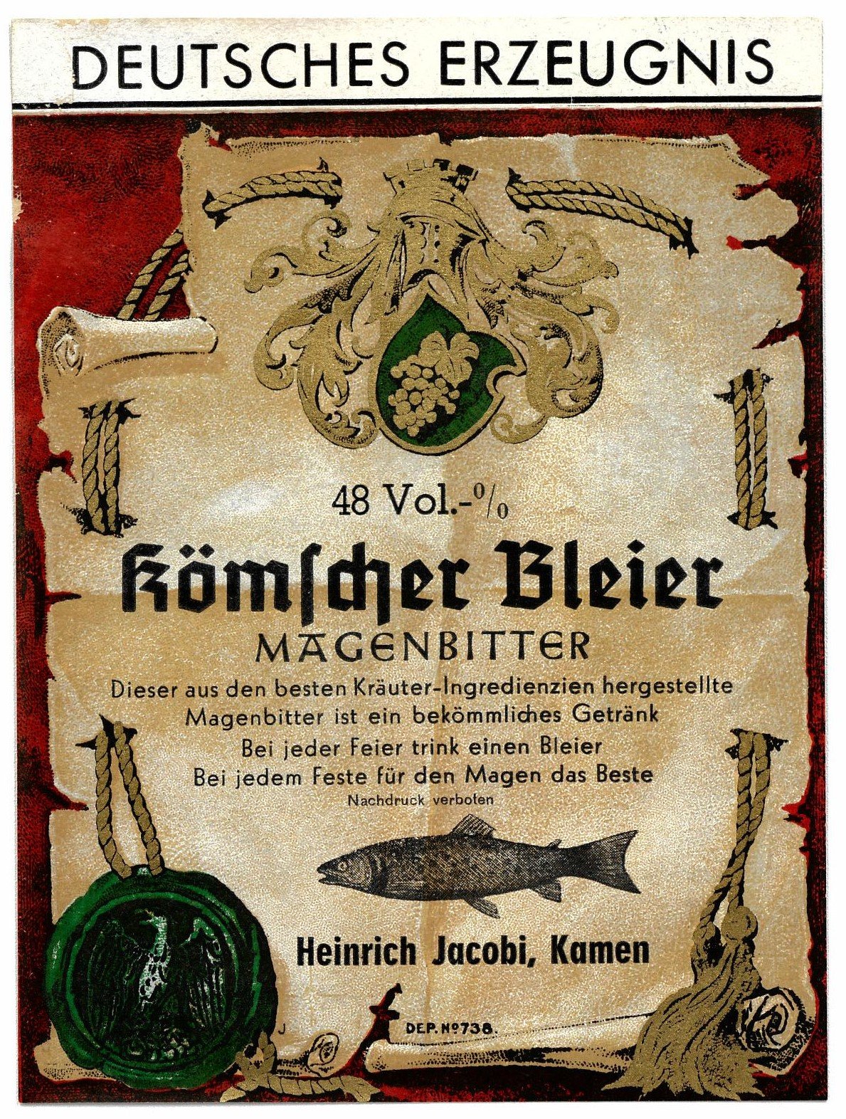 Flaschenetikett "Kämischer Bleier" (Hellweg-Museum Unna CC BY-NC-SA)