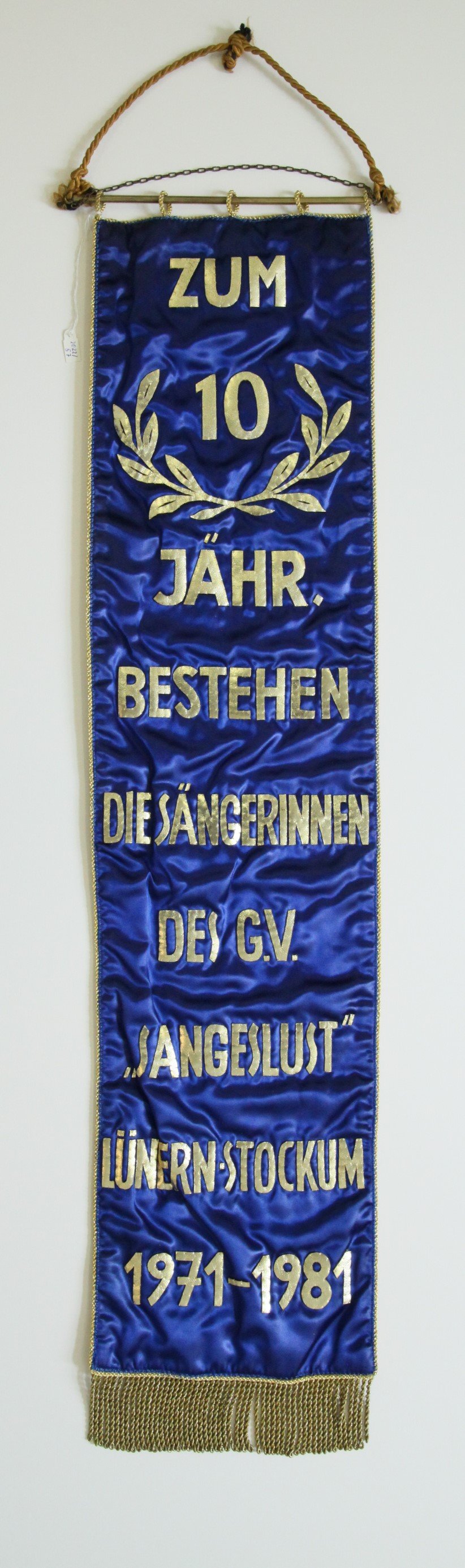 Fahnenschleife zum Vereinsjubiläum des Gesangsvereins Sangeslust (Hellweg-Museum Unna CC BY-NC-SA)