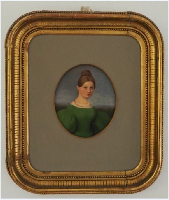 Biedermeierportrait, Bildnis einer jungen Frau im grünen Kleid (Kreis Coesfeld CC BY-NC-SA)