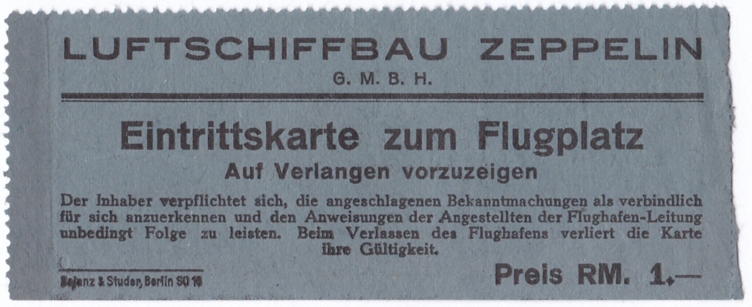 Eintrittskarte zur Landung des LZ 127 - GRAF ZEPPELIN am in Berlin am 5.-6. November 1928 (M.-A. Trappe CC BY-NC-SA)