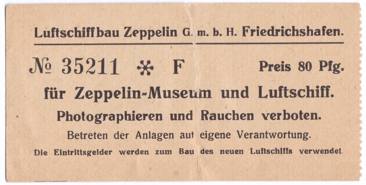 Eintrittskarte zum Museum und Zeppelin-Werft Friedrichshafen (M.-A. Trappe CC BY-NC-SA)