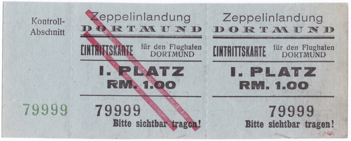 Eintrittskarte zur Landung LZ 127 - GRAF ZEPPELIN in Dortmund (M.-A. Trappe CC BY-NC-SA)