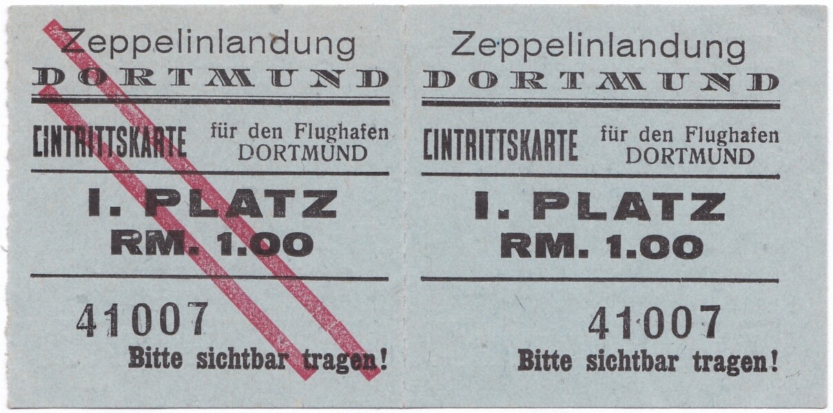 Eintrittskarte zur Landung LZ 127 - GRAF ZEPPELIN in Dortmund (M.-A. Trappe CC BY-NC-SA)