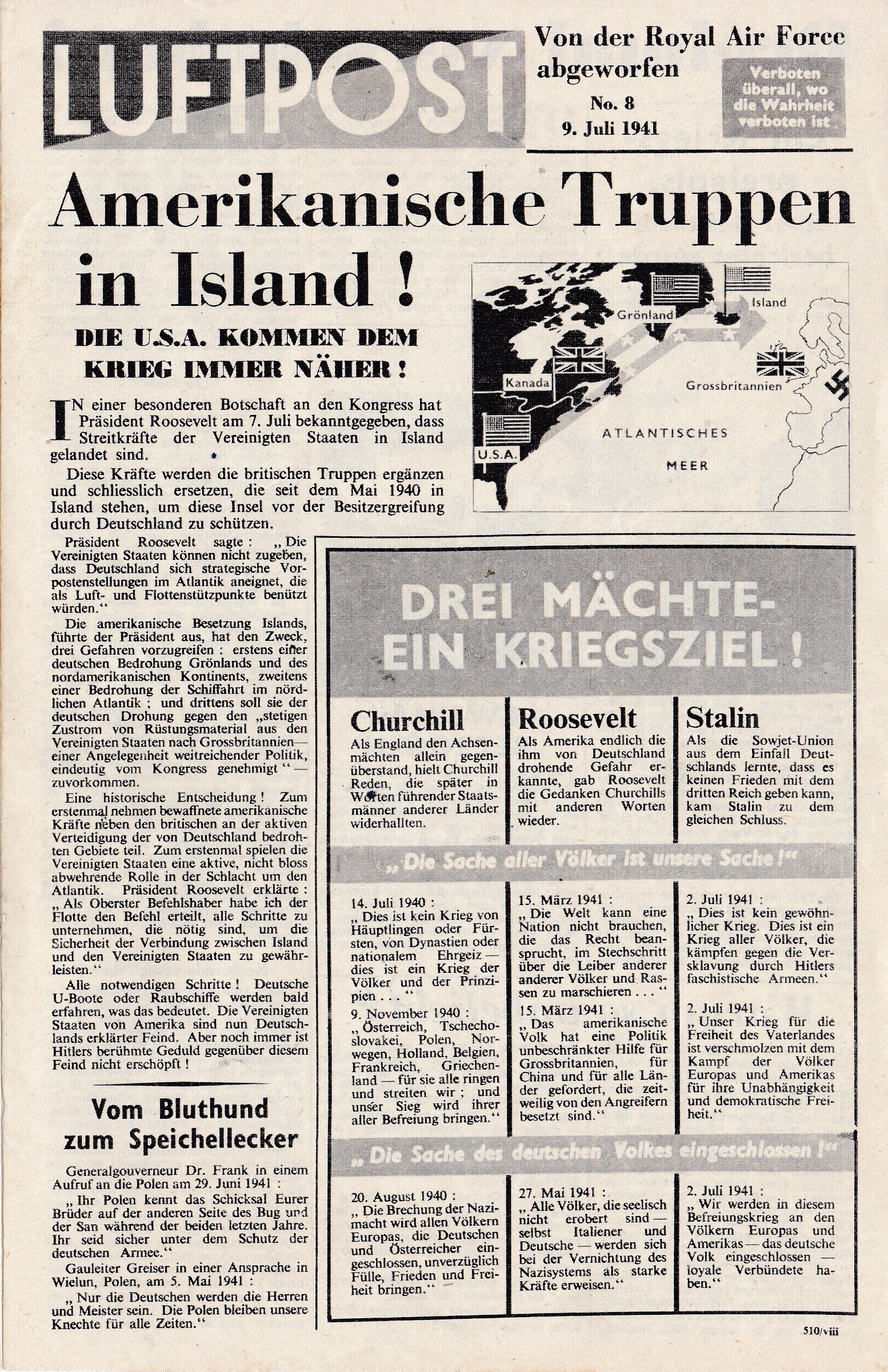Kriegsflugblatt: 510/iv [1941] Luftpost No. 4, 16. Juni 1941 (Moritz-Adolf Trappe CC BY-NC-SA)