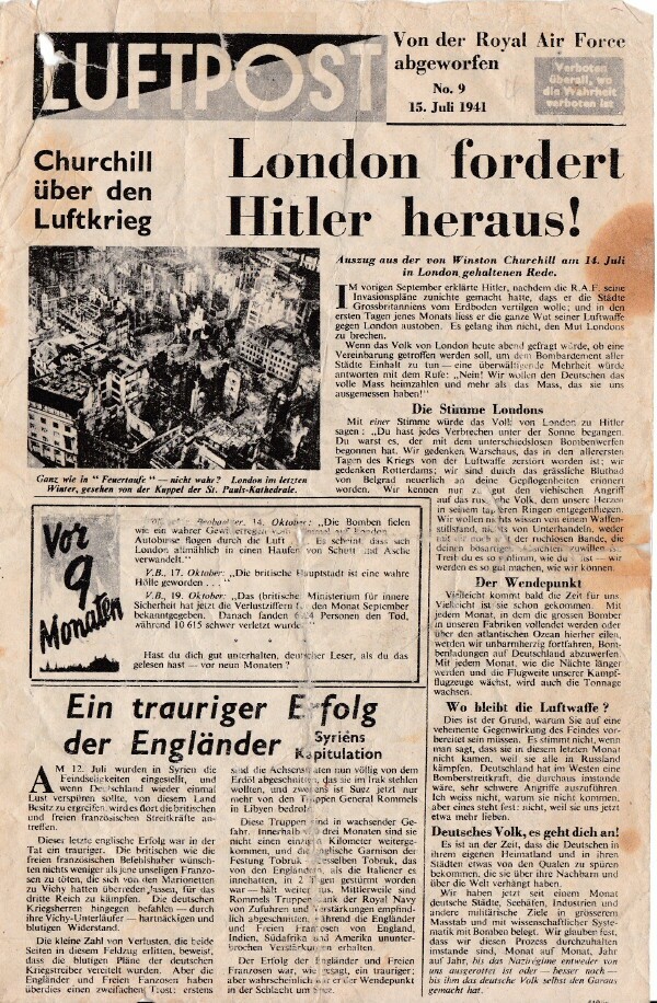 Kriegsflugblatt: 510/ix [1941] Luftpost No.94, 15. Juli 1941 (Moritz-Adolf Trappe CC BY-NC-SA)