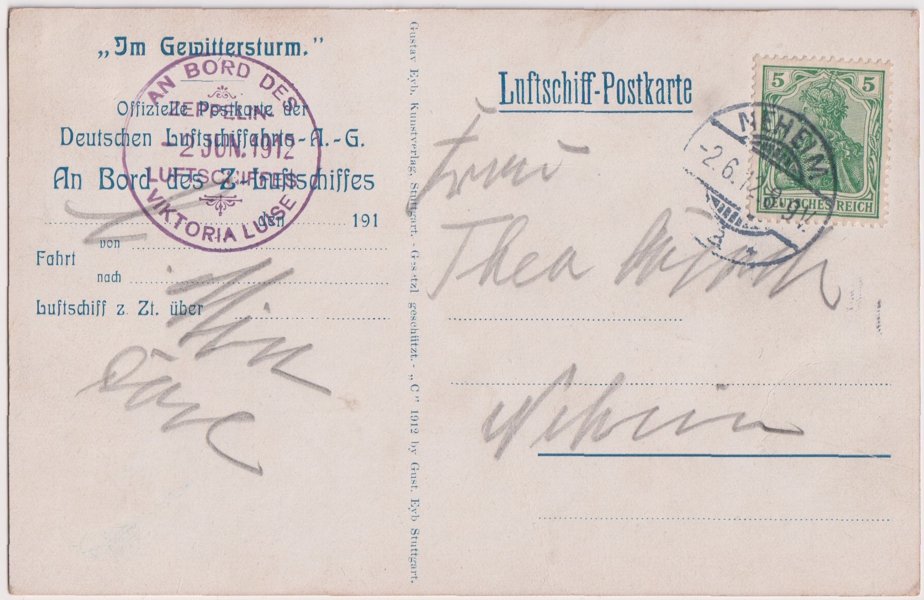 Abwurfkarte Neheim der Fahrt zum Zeppelintag Lippstadt am 2. Juni 1912 (Luftfahrt.Industrie.Westfalen CC BY-NC-SA)