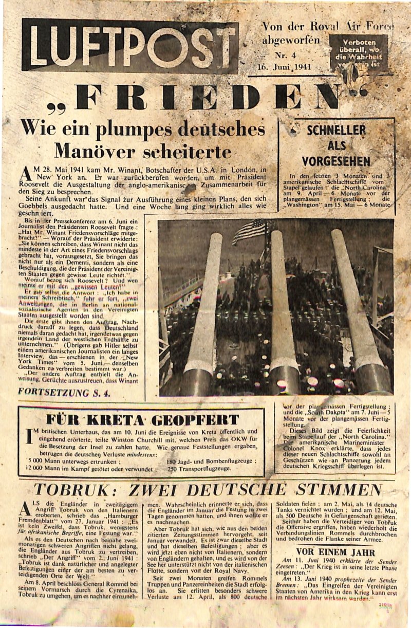 Kriegsflugblatt: 510/iv [1941] Luftpost No.4, 16. Juni 1941 (Moritz-Adolf Trappe | Sammlung Luftfahrt.Industrie.Westfalen CC BY-NC-SA)