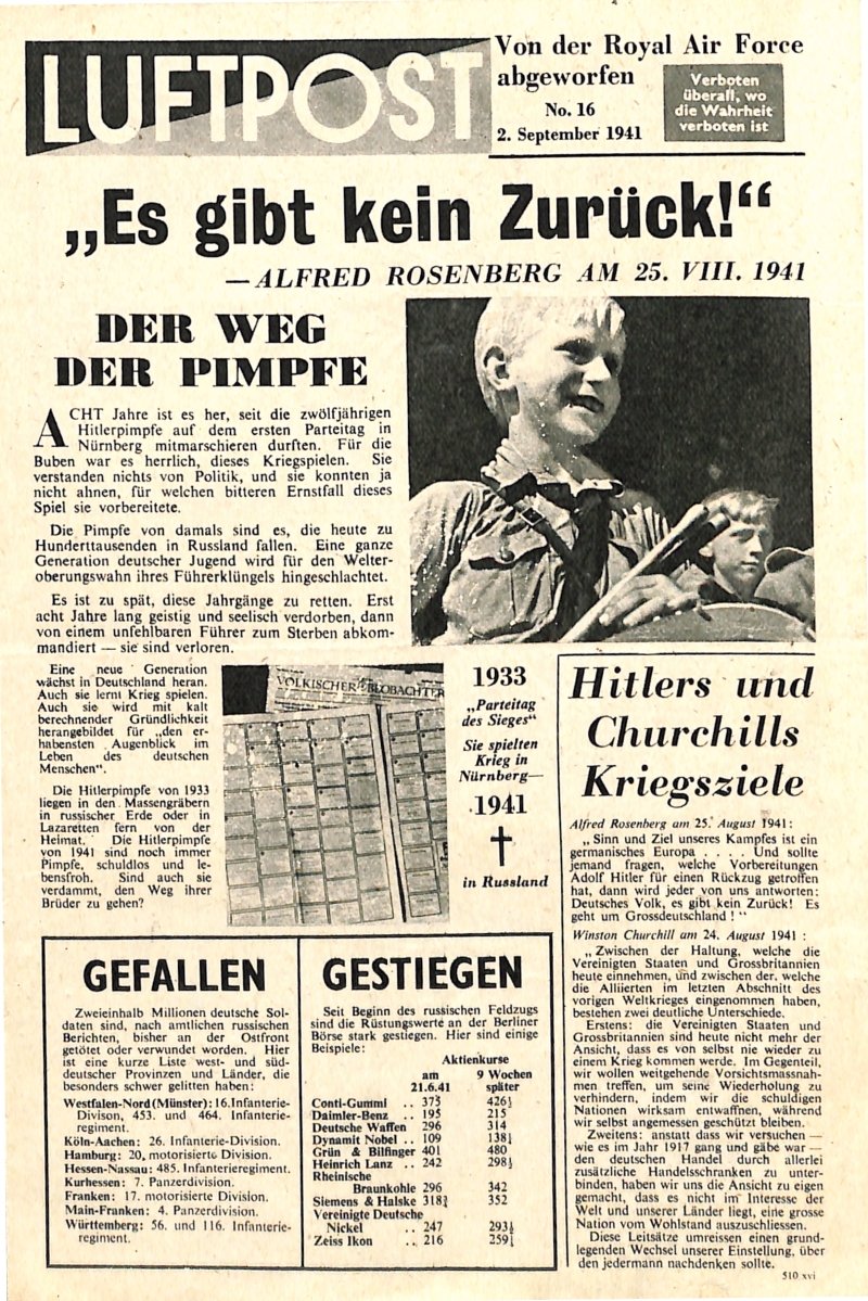 Flugblattzeitung: 510/xvi [1941] Luftpost No. 16, 02. September 1941 (Moritz-Adolf Trappe | Sammlung Luftfahrt.Industrie.Westfalen CC BY-NC-SA)