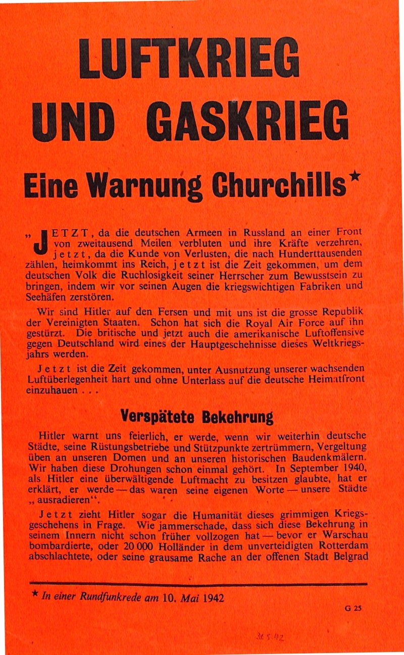 Propagandaflugblatt: G.25 [1942] Luftkrieg und Gaskrieg (Moritz-Adolf Trappe | Sammlung Luftfahrt.Industrie.Westfalen CC BY-NC-SA)
