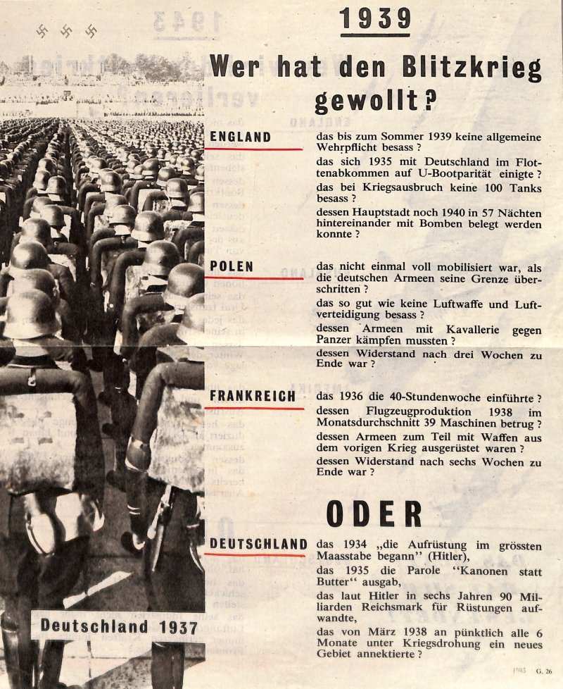 Propagandaflugblatt: G.26 [1943] Wer hat den Blitzkrieg gewollt? (Moritz-Adolf Trappe | Sammlung Luftfahrt.Industrie.Westfalen CC BY-NC-SA)