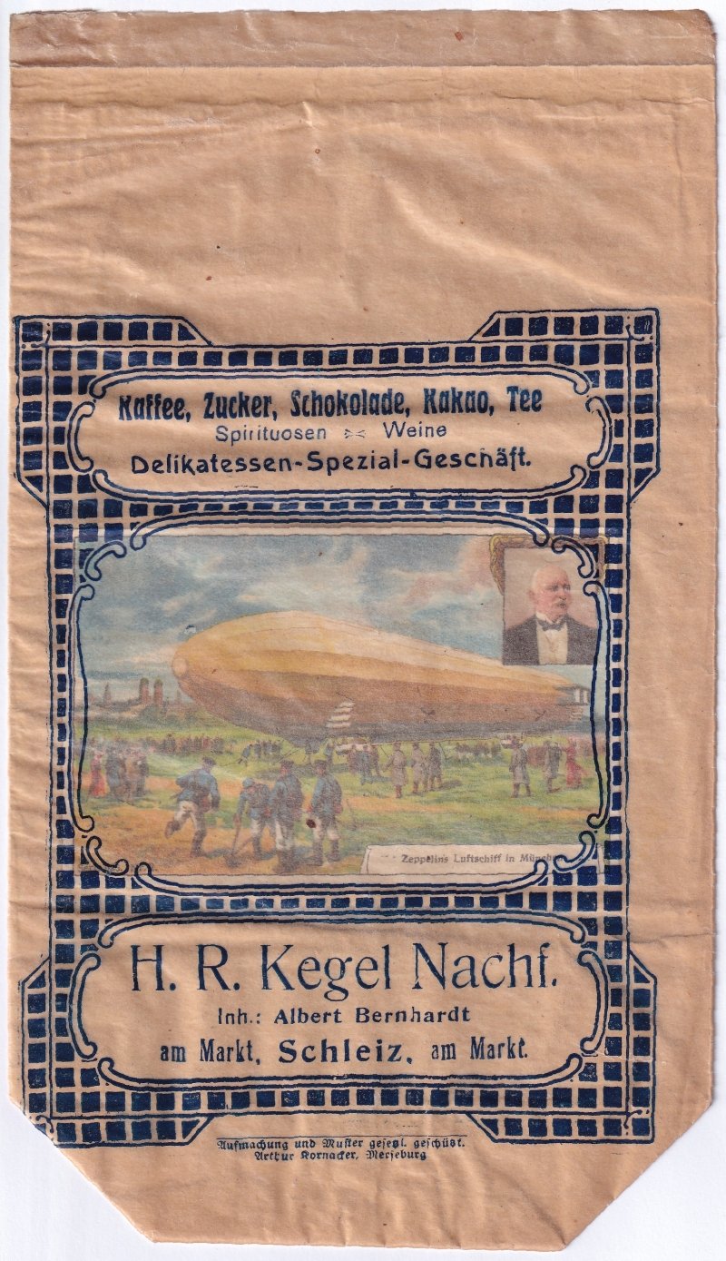 Kaufmannsbild zur Landung des Luftschiffes LZ 3 - Z I in München am 02. April 1909 (Moritz-Adolf Trappe | Sammlung Luftfahrt.Industrie.Westfalen CC BY-NC-SA)