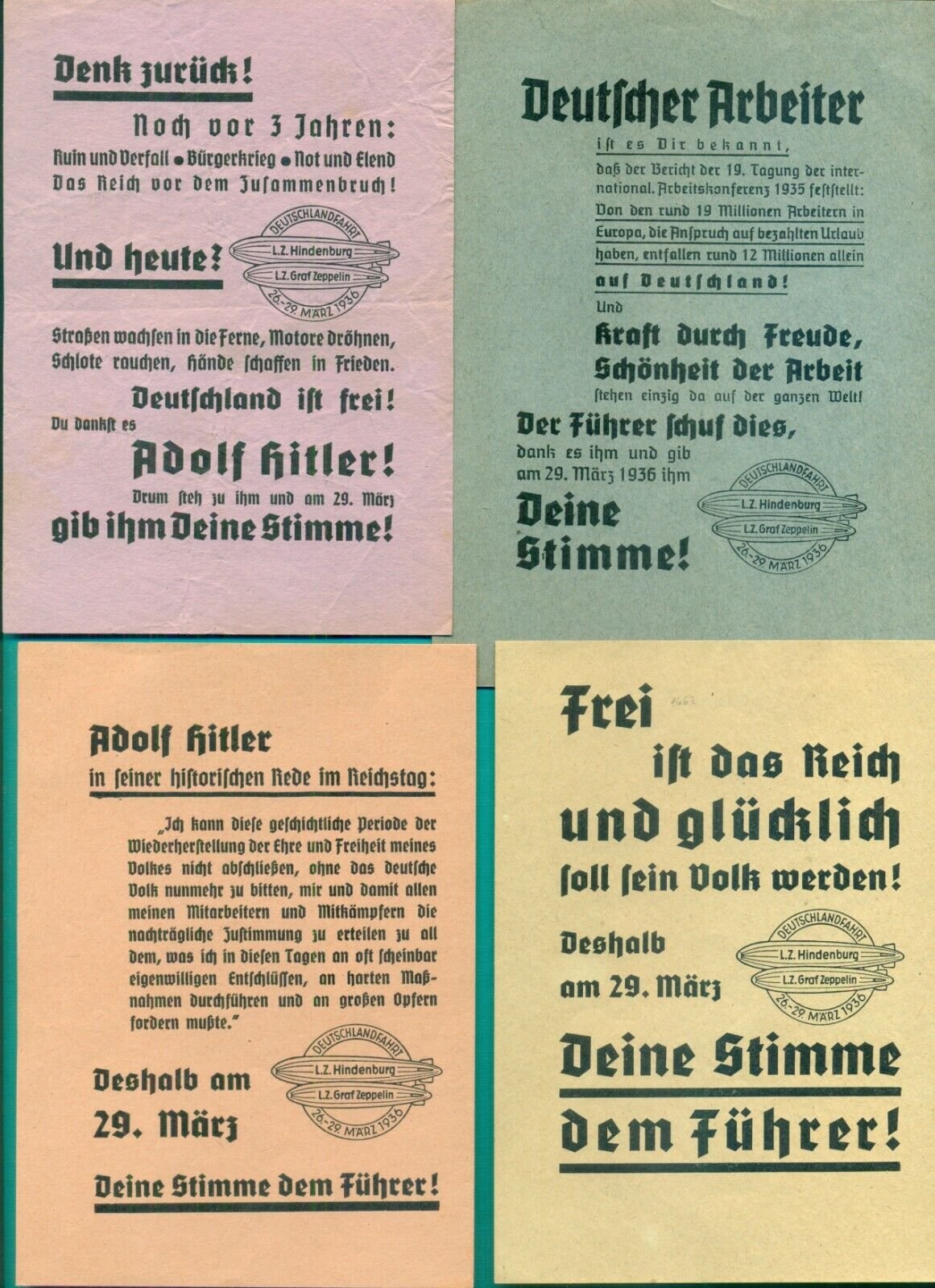 Propagandaflugblätter der Deutschlandfahrt von LZ 127 - GRAF ZEPPELIN & LZ 129- HINDENBURG, März 1936 (Sammlung Luftfahrt.Industrie.Westfalen | Moritz-Adolf Trappe CC BY-NC-SA)