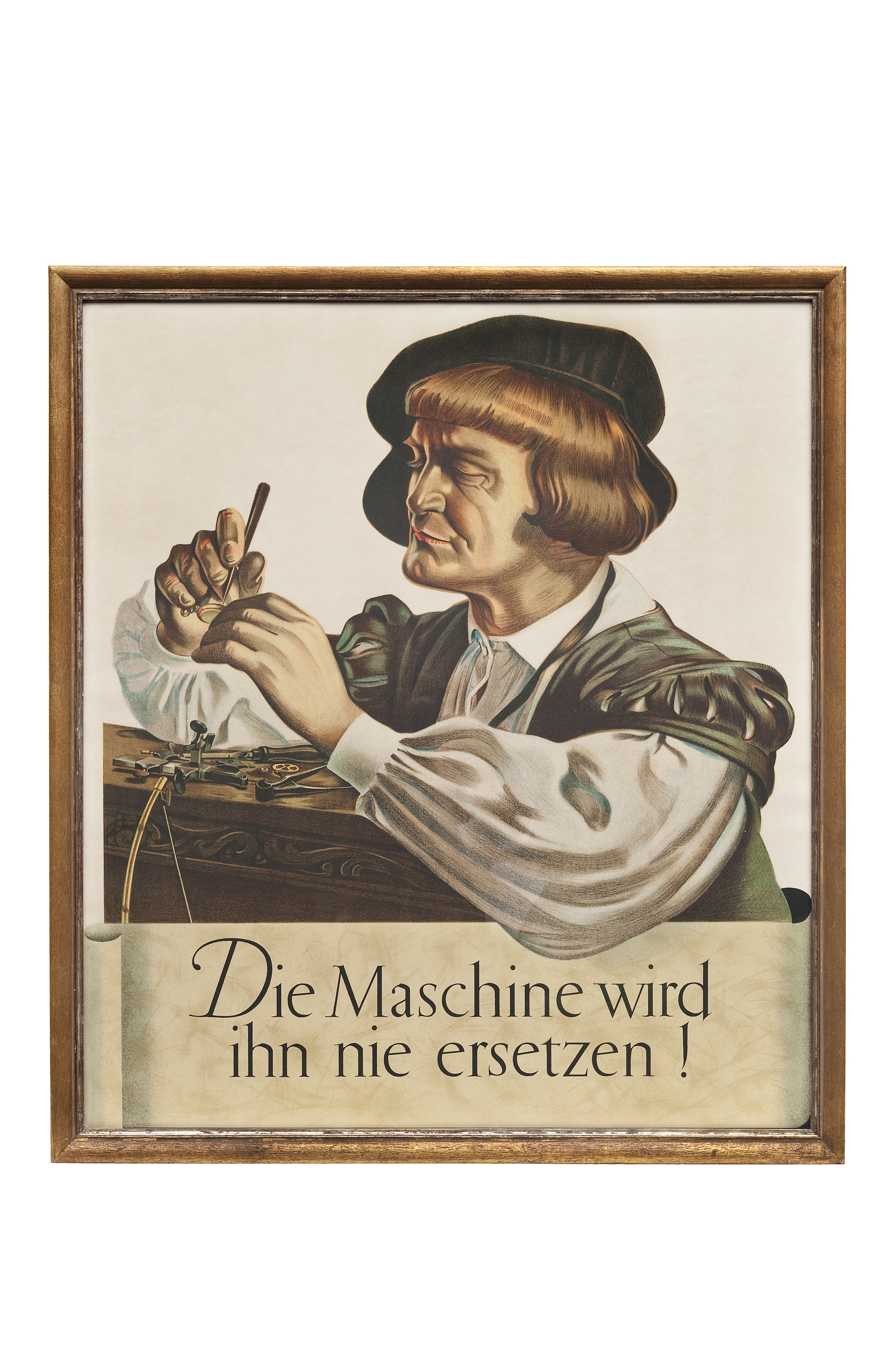 Plakat „Die Maschine wird ihn nie ersetzen“ (LWL-Freilichtmuseum Hagen CC BY-NC-SA)
