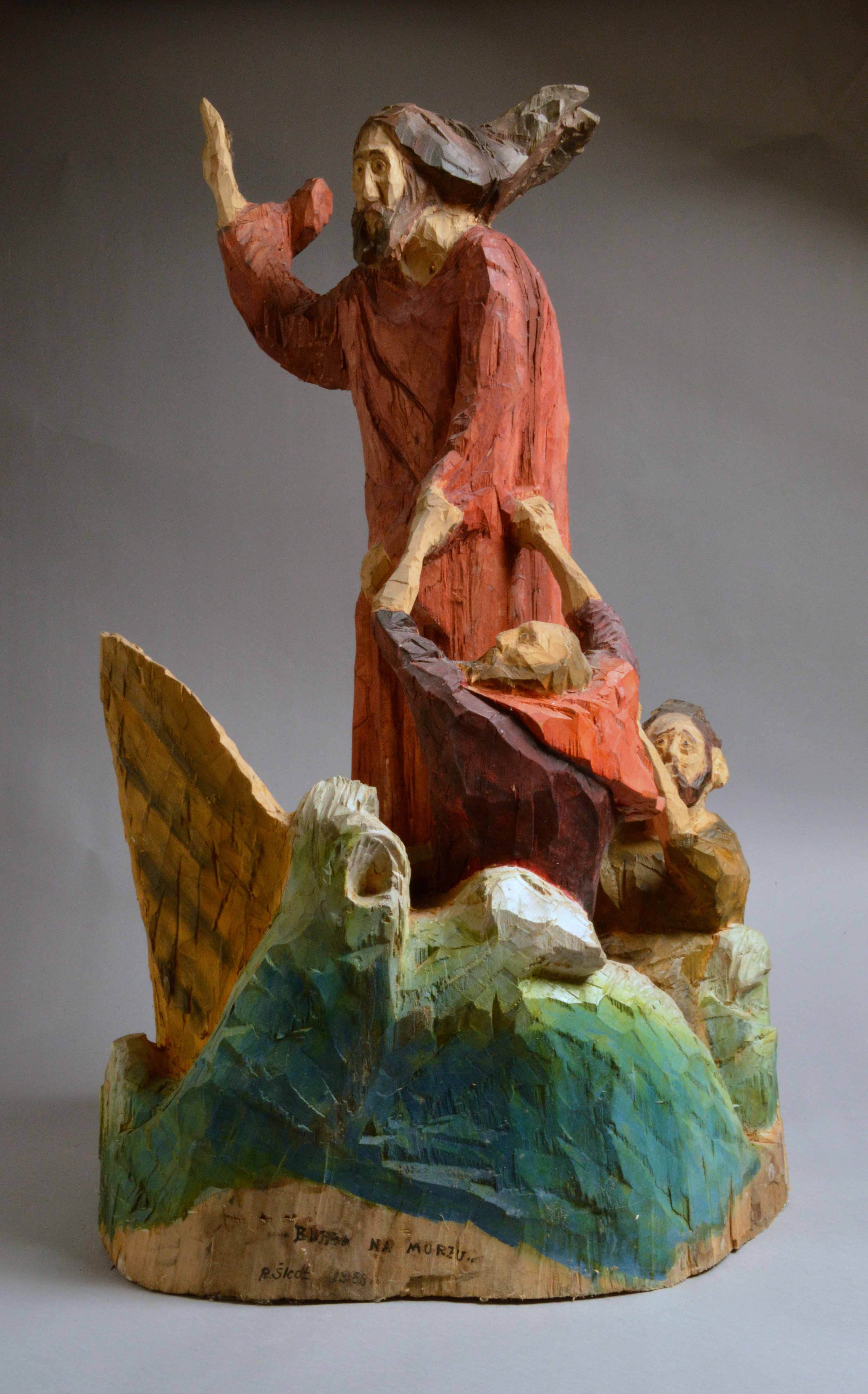 Holzskulptur: "Die Stillung des Sturms" (RELíGIO – Westfälisches Museum für religiöse Kultur CC BY-NC-SA)