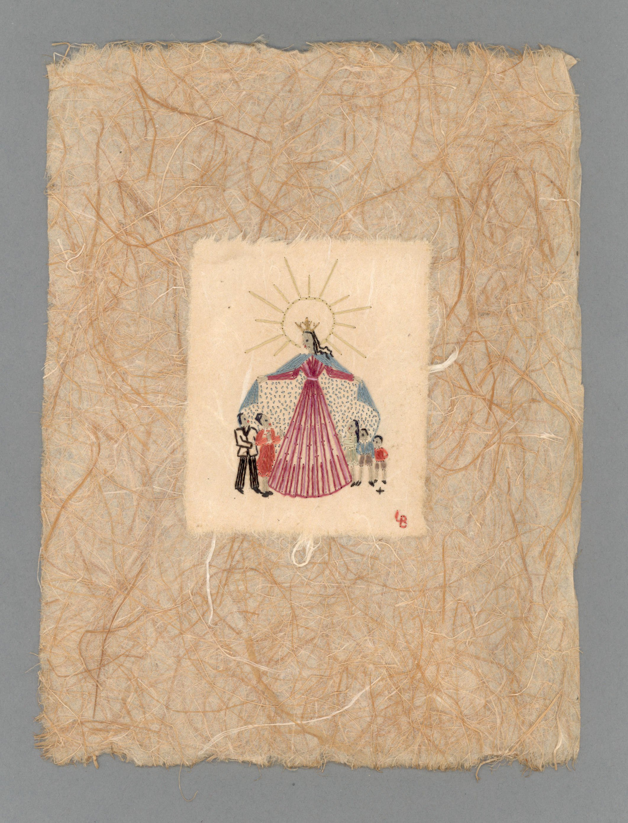 Stickbild: "Schutzmantelmadonna" (RELíGIO – Westfälisches Museum für religiöse Kultur CC BY-NC-SA)